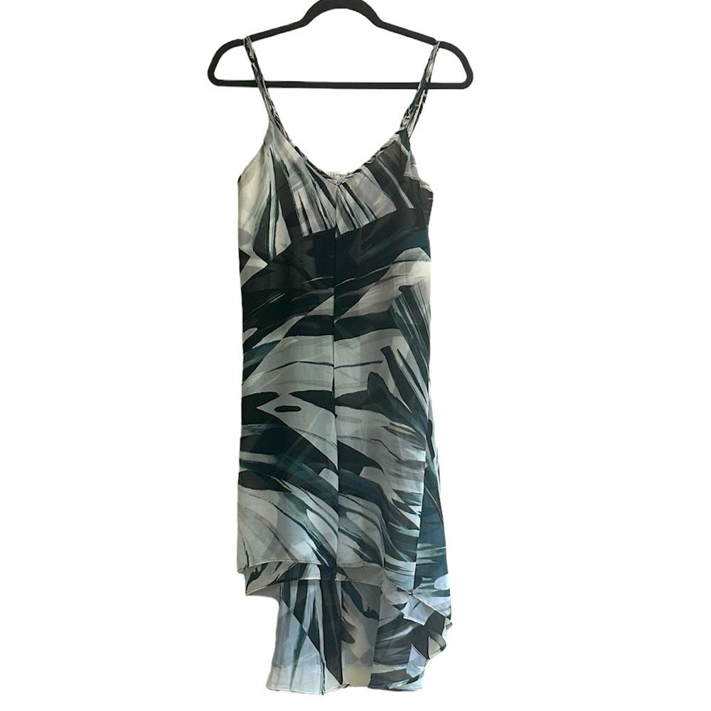 ⚡️ White House Black Market Black Blue Layered Spaghetti Strap Dress Size 6
